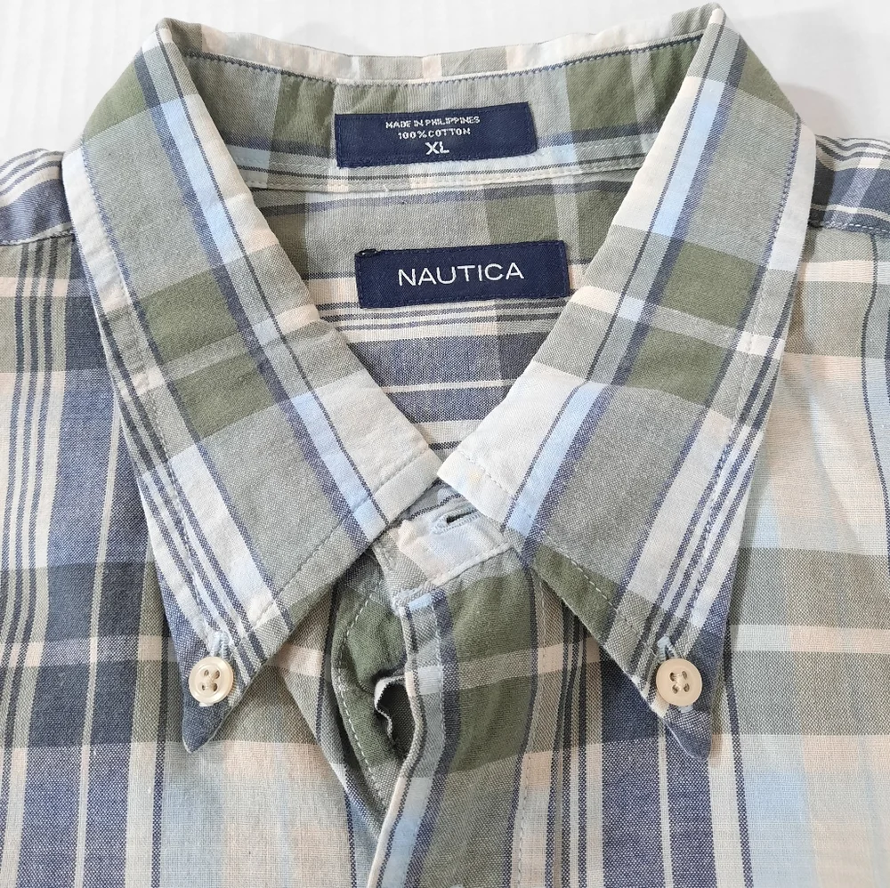 Vintage Nautica Long Sleeve Plaid Print Shirt Runs Big - Picture 5 of 7